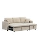 Γωνιακός αναστρέψιμος καναπές κρεβάτι Kamore με αποθηκευτικό χώρο ύφασμα μπεζ 223x146x85εκ Υλικό: FABRIC - WOOD 389-000016