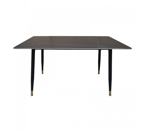 Τραπέζι Pembe sintered stone μαύρη όψη μαρμάρου με μαύρα μεταλλικά πόδια 140x80x75εκ Υλικό: Sintered stone top metal legs 390-000004