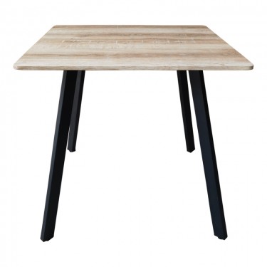 Τραπέζι Squaro sonoma mdf με μαύρα μεταλλικά πόδια 80x80x75εκ Υλικό: MDF paper paste top metal legs 390-000007