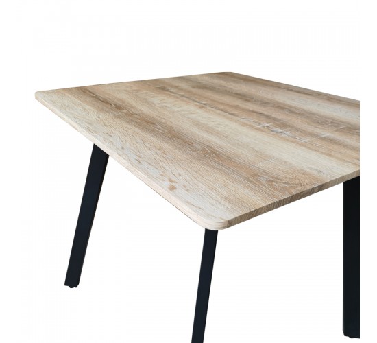 Τραπέζι Squaro sonoma mdf με μαύρα μεταλλικά πόδια 80x80x75εκ Υλικό: MDF paper paste top metal legs 390-000007