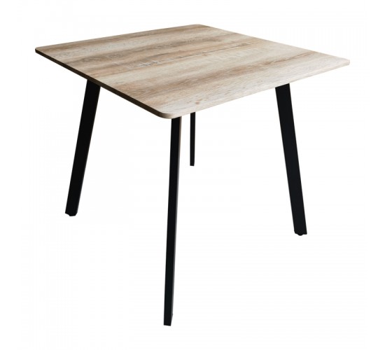 Τραπέζι Squaro sonoma mdf με μαύρα μεταλλικά πόδια 80x80x75εκ Υλικό: MDF paper paste top metal legs 390-000007