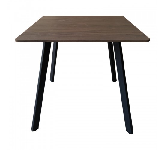 Τραπέζι Squaro καρυδί mdf με μαύρα μεταλλικά πόδια 80x80x75εκ Υλικό: MDF paper paste top metal legs 390-000008