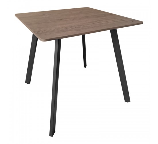 Τραπέζι Squaro καρυδί mdf με μαύρα μεταλλικά πόδια 80x80x75εκ Υλικό: MDF paper paste top metal legs 390-000008