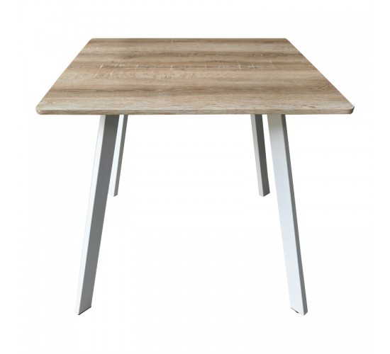 Τραπέζι Squaro sonoma mdf με λευκά μεταλλικά πόδια 80x80x75εκ Υλικό: MDF paper paste top metal legs 390-000009