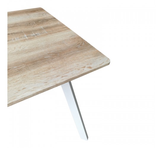 Τραπέζι Squaro sonoma mdf με λευκά μεταλλικά πόδια 80x80x75εκ Υλικό: MDF paper paste top metal legs 390-000009