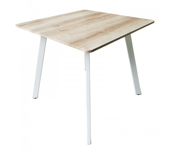Τραπέζι Squaro sonoma mdf με λευκά μεταλλικά πόδια 80x80x75εκ Υλικό: MDF paper paste top metal legs 390-000009