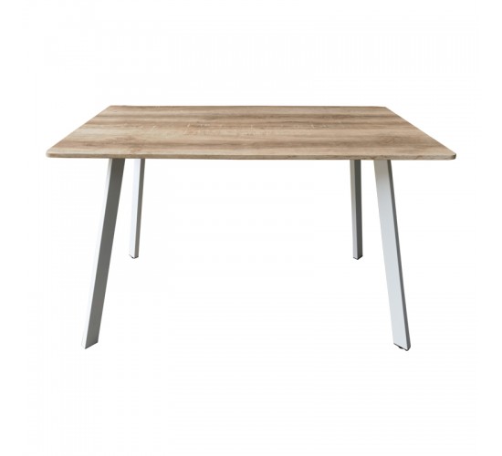 Τραπέζι Squaro sonoma mdf με λευκά μεταλλικά πόδια 120x70x75εκ Υλικό: MDF paper paste top metal legs 390-000011