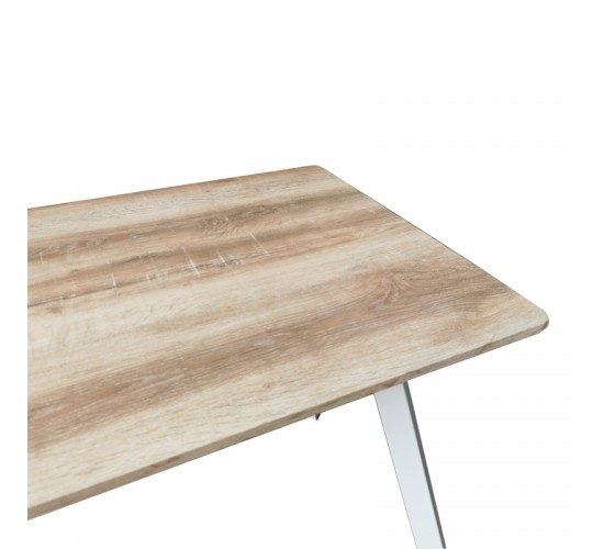 Τραπέζι Squaro sonoma mdf με λευκά μεταλλικά πόδια 120x70x75εκ Υλικό: MDF paper paste top metal legs 390-000011