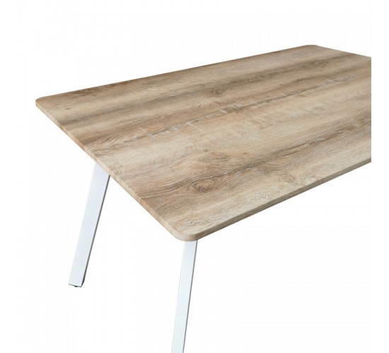 Τραπέζι Squaro sonoma mdf με λευκά μεταλλικά πόδια 120x70x75εκ Υλικό: MDF paper paste top metal legs 390-000011