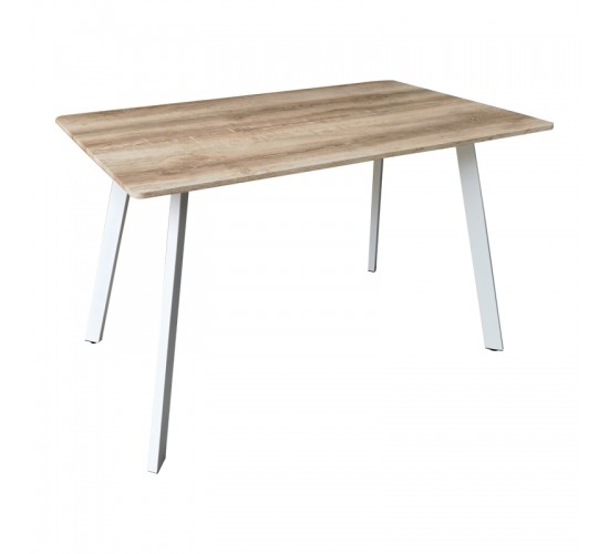 Τραπέζι Squaro sonoma mdf με λευκά μεταλλικά πόδια 120x70x75εκ Υλικό: MDF paper paste top metal legs 390-000011