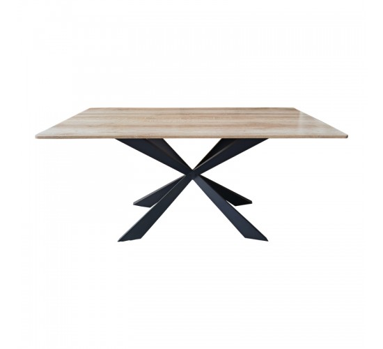 Τραπέζι Aragne sonoma mdf με μαύρα μεταλλικά πόδια 160x90x75εκ Υλικό: MDF paper paste top metal legs 390-000012