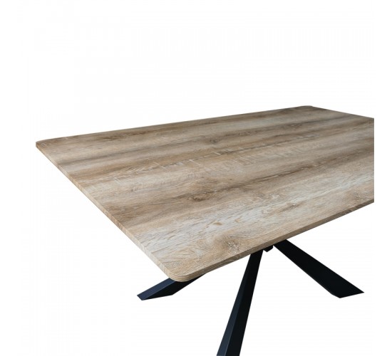 Τραπέζι Aragne sonoma mdf με μαύρα μεταλλικά πόδια 160x90x75εκ Υλικό: MDF paper paste top metal legs 390-000012