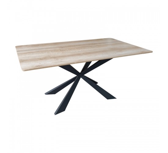 Τραπέζι Aragne sonoma mdf με μαύρα μεταλλικά πόδια 160x90x75εκ Υλικό: MDF paper paste top metal legs 390-000012