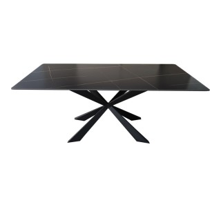 Τραπέζι Mattias sintered stone μαύρη όψη μαρμάρου με μαύρα μεταλλικά πόδια 180x90x75εκ Υλικό: Sintered stone - Metal legs 390-000014