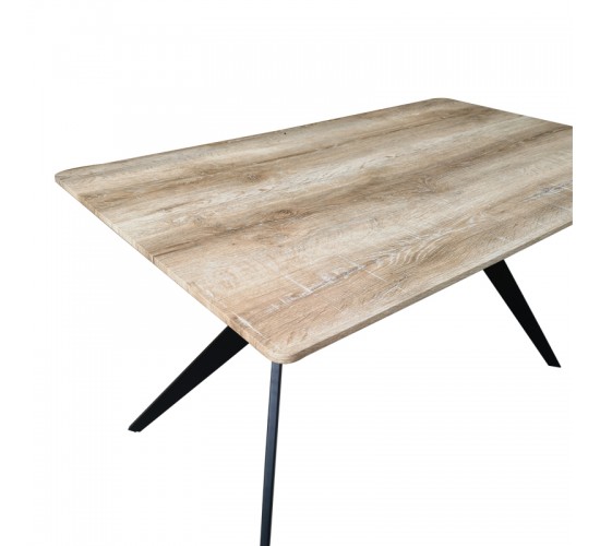 Τραπέζι Ezali sonoma mdf με μαύρα μεταλλικά πόδια 140x80x75εκ Υλικό: MDF paper paste top metal legs 390-000015