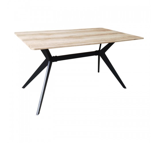 Τραπέζι Ezali sonoma mdf με μαύρα μεταλλικά πόδια 140x80x75εκ Υλικό: MDF paper paste top metal legs 390-000015