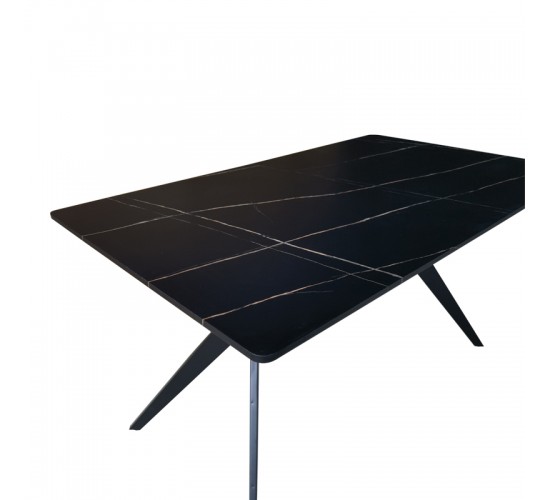 Τραπέζι Ezali mdf μαύρη όψη μαρμάρου με μαύρα μεταλλικά πόδια 140x80x75εκ Υλικό: MDF paper paste top metal legs 390-000016