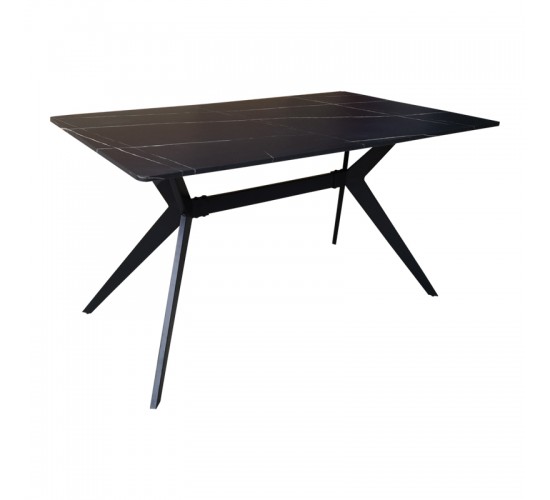 Τραπέζι Ezali mdf μαύρη όψη μαρμάρου με μαύρα μεταλλικά πόδια 140x80x75εκ Υλικό: MDF paper paste top metal legs 390-000016