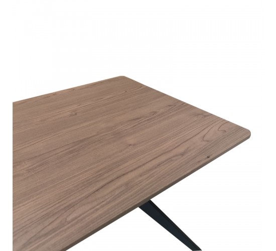 Τραπέζι Ezali mdf καρυδί με μαύρα μεταλλικά πόδια 140x80x75εκ Υλικό: MDF paper paste top metal legs 390-000018