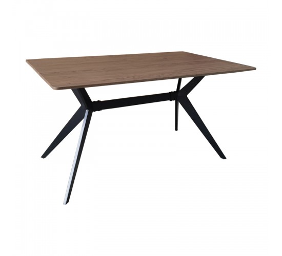 Τραπέζι Ezali mdf καρυδί με μαύρα μεταλλικά πόδια 140x80x75εκ Υλικό: MDF paper paste top metal legs 390-000018