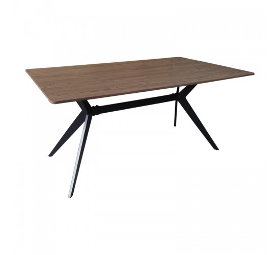 Τραπέζι Ezali καρυδί mdf με μαύρα μεταλλικά πόδια 160x90x75εκ Υλικό: MDF paper paste top metal legs 390-000020