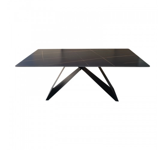 Τραπέζι Mapele μαύρη όψη μαρμάρου με μαύρα μεταλλικά πόδια 180x90x75εκ Υλικό: Sintered stone top metal legs 390-000022