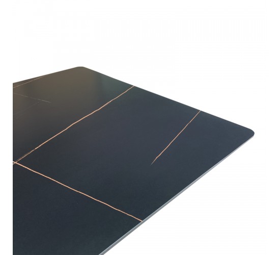 Τραπέζι Mapele μαύρη όψη μαρμάρου με μαύρα μεταλλικά πόδια 180x90x75εκ Υλικό: Sintered stone top metal legs 390-000022