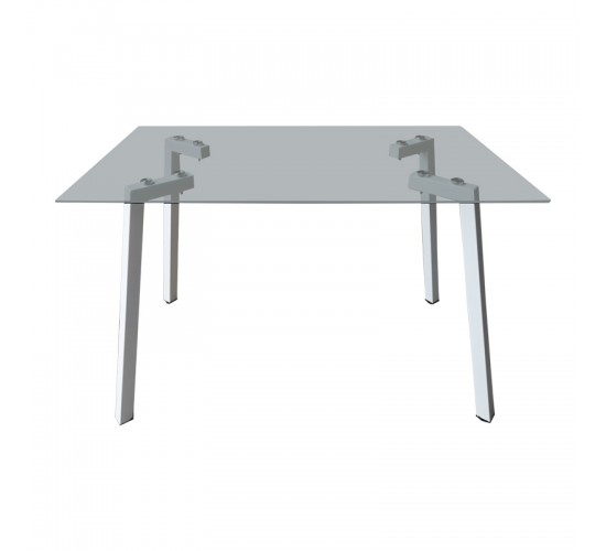 Τραπέζι Titta γυάλινη επιφάνεια με λευκά μεταλλικά πόδια 120x70x75εκ Υλικό: Tempered glass top metal legs 390-000023