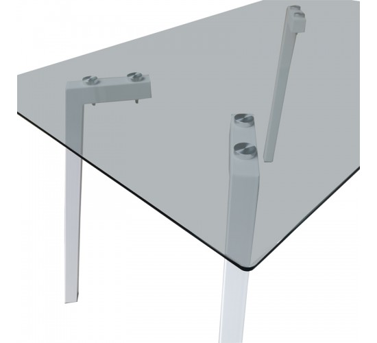 Τραπέζι Titta γυάλινη επιφάνεια με λευκά μεταλλικά πόδια 120x70x75εκ Υλικό: Tempered glass top metal legs 390-000023