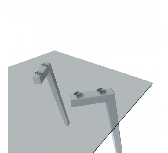 Τραπέζι Titta γυάλινη επιφάνεια με λευκά μεταλλικά πόδια 120x70x75εκ Υλικό: Tempered glass top metal legs 390-000023