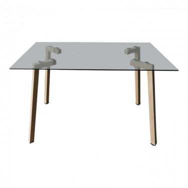 Τραπέζι Titta γυάλινη επιφάνεια με μεταλλικά πόδια σε φυσική απόχρωση 120x70x75εκ Υλικό: Tempered glass top metal legs 390-000024