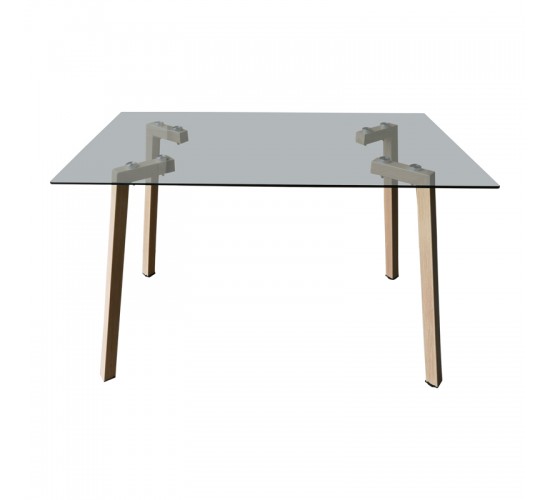 Τραπέζι Titta γυάλινη επιφάνεια με μεταλλικά πόδια σε φυσική απόχρωση 120x70x75εκ Υλικό: Tempered glass top metal legs 390-000024