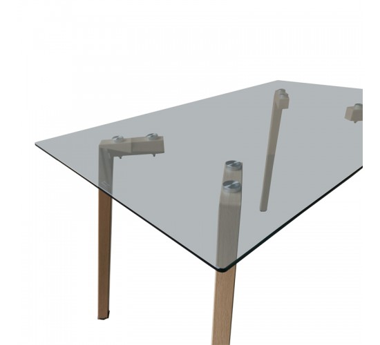 Τραπέζι Titta γυάλινη επιφάνεια με μεταλλικά πόδια σε φυσική απόχρωση 120x70x75εκ Υλικό: Tempered glass top metal legs 390-000024