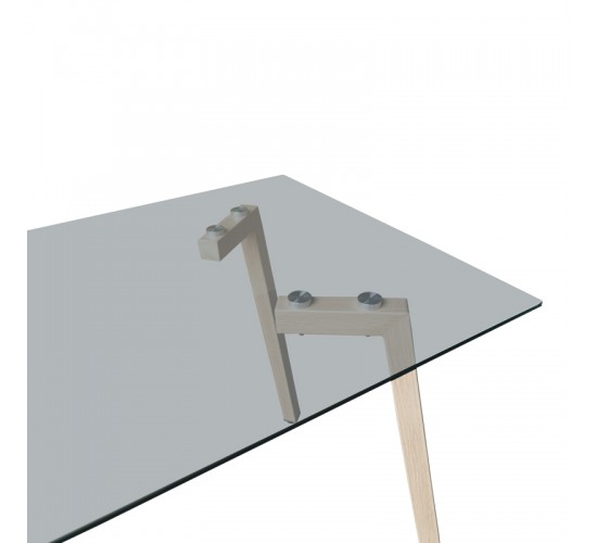 Τραπέζι Titta γυάλινη επιφάνεια με μεταλλικά πόδια σε φυσική απόχρωση 120x70x75εκ Υλικό: Tempered glass top metal legs 390-000024