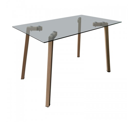 Τραπέζι Titta γυάλινη επιφάνεια με μεταλλικά πόδια σε φυσική απόχρωση 120x70x75εκ Υλικό: Tempered glass top metal legs 390-000024