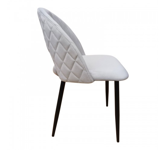 Καρέκλα Lovingo βελούδο γκρι με μαύρα μεταλλικά πόδια 50x47x85.5εκ Υλικό: Velvet fabric metal legs 390-000026