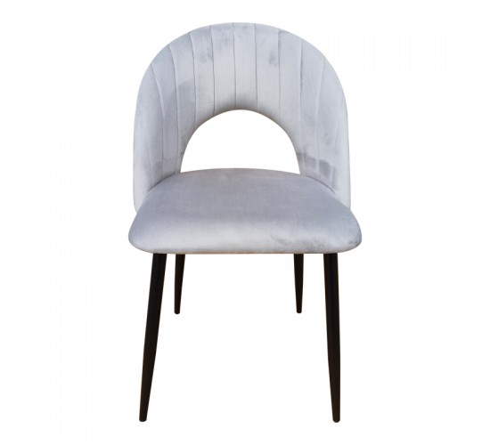 Καρέκλα Lovingo βελούδο γκρι με μαύρα μεταλλικά πόδια 50x47x85.5εκ Υλικό: Velvet fabric metal legs 390-000026