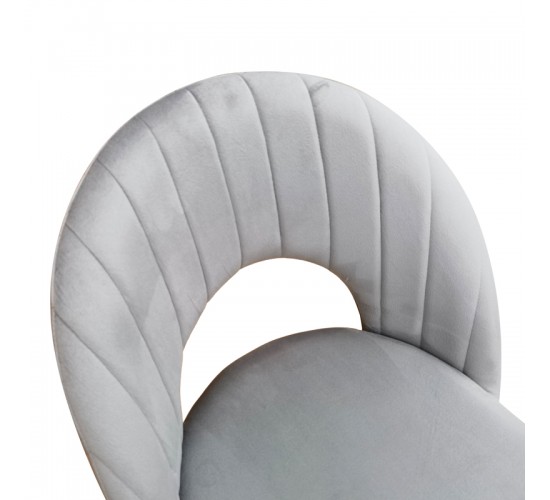 Καρέκλα Lovingo βελούδο γκρι με μαύρα μεταλλικά πόδια 50x47x85.5εκ Υλικό: Velvet fabric metal legs 390-000026