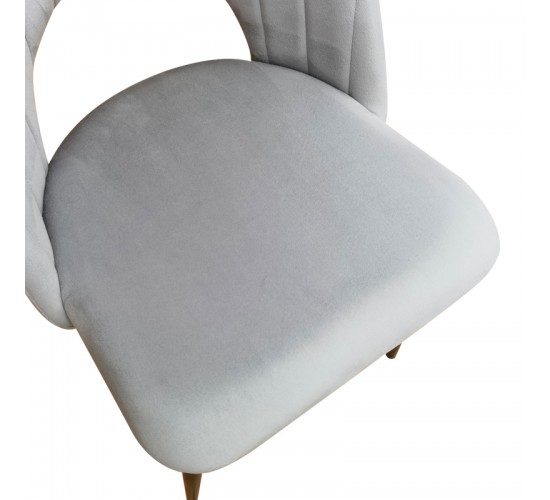 Καρέκλα Lovingo βελούδο γκρι με μαύρα μεταλλικά πόδια 50x47x85.5εκ Υλικό: Velvet fabric metal legs 390-000026