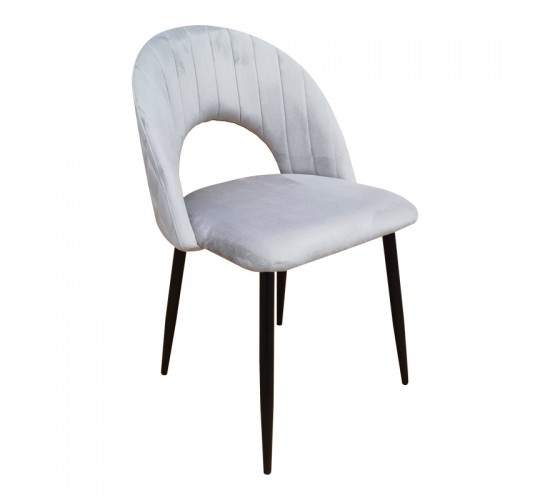 Καρέκλα Lovingo βελούδο γκρι με μαύρα μεταλλικά πόδια 50x47x85.5εκ Υλικό: Velvet fabric metal legs 390-000026