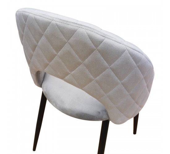 Καρέκλα Lovingo βελούδο γκρι με μαύρα μεταλλικά πόδια 50x47x85.5εκ Υλικό: Velvet fabric metal legs 390-000026