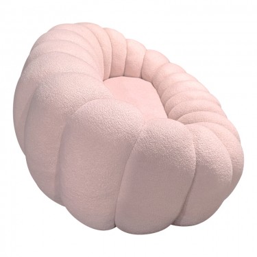 Καναπές Embrace μπουκλέ ύφασμα σε ροζ απόχρωση 180x105x65εκ Υλικό: Fabric-Polyester-Filling -Foam & doll cotton Frame :Plywood 392-000003