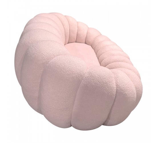 Καναπές Embrace μπουκλέ ύφασμα σε ροζ απόχρωση 180x105x65εκ Υλικό: Fabric-Polyester-Filling -Foam & doll cotton Frame :Plywood 392-000003