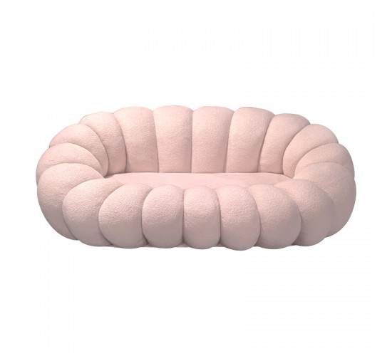 Καναπές Embrace μπουκλέ ύφασμα σε ροζ απόχρωση 180x105x65εκ Υλικό: Fabric-Polyester-Filling -Foam & doll cotton Frame :Plywood 392-000003