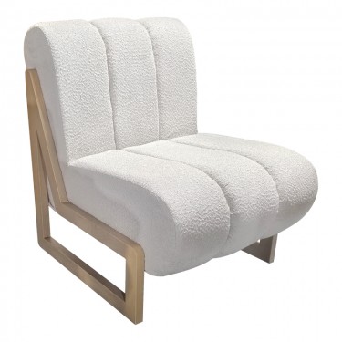 Πολυθρόνα Cocoon ύφασμα σε λευκή -πόδια σε φυσική απόχρωση 65x75x77εκ Υλικό: Fabric-Polyester-Filling -Foam & doll cotton Frame :Plywood 392-000007