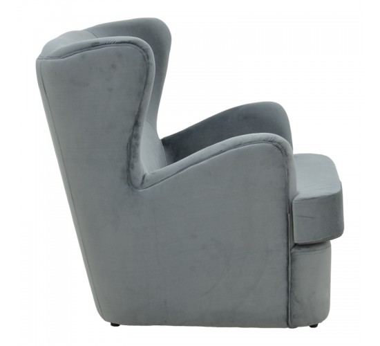 Πολυθρόνα Regalo βελούδο σε ανθρακί απόχρωση 75x88x85εκ Υλικό: Fabric-Polyester-Filling -Foam & doll cotton Frame :Plywood 392-000009