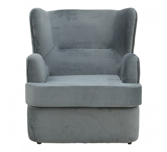 Πολυθρόνα Regalo βελούδο σε ανθρακί απόχρωση 75x88x85εκ Υλικό: Fabric-Polyester-Filling -Foam & doll cotton Frame :Plywood 392-000009