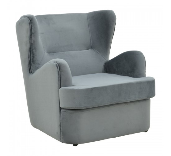 Πολυθρόνα Regalo βελούδο σε ανθρακί απόχρωση 75x88x85εκ Υλικό: Fabric-Polyester-Filling -Foam & doll cotton Frame :Plywood 392-000009