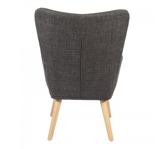 Πολυθρόνα-μπερζέρα Gerlina ανθρακί ύφασμα με πόδι σε φυσική απόχρωση 71x64x94εκ Υλικό: 100 %  POLYESTER FABRIC - METAL FRAME - FOAM - RUBBERWOOD 393-000001