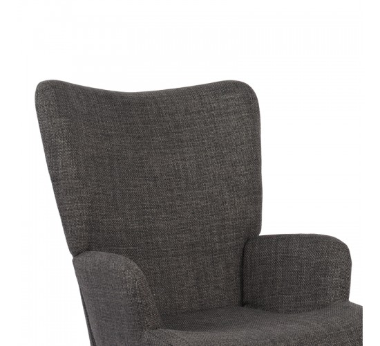 Πολυθρόνα-μπερζέρα Gerlina ανθρακί ύφασμα με πόδι σε φυσική απόχρωση 71x64x94εκ Υλικό: 100 %  POLYESTER FABRIC - METAL FRAME - FOAM - RUBBERWOOD 393-000001